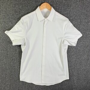 Lululemon Airing Easy Shirt Men Medium White Short Sleeve Performance Stretch